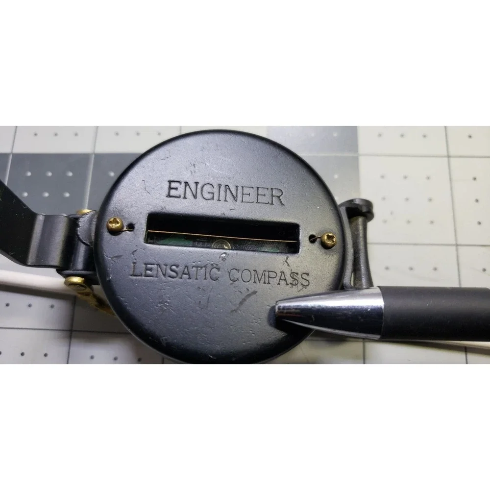 Engineer Academy Lensatic Compass Black Brass, Hiking, Camping, Vintage MCM
